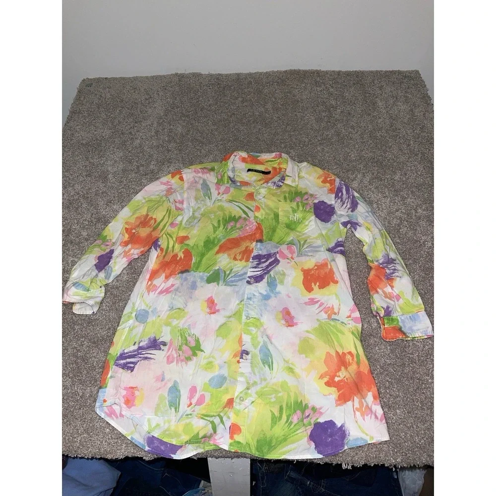 Lauren Ralph Lauren Hawaiian Shirt Floral Paisley‎ Flowers Mens Large Colorful